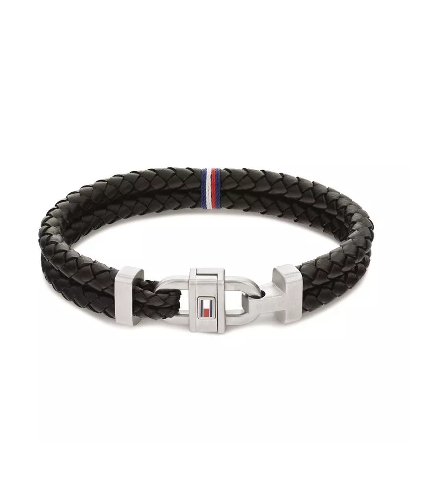 Pulsera para hombre Tommy Hilfiger de cuero trenzado y acero. 2790361