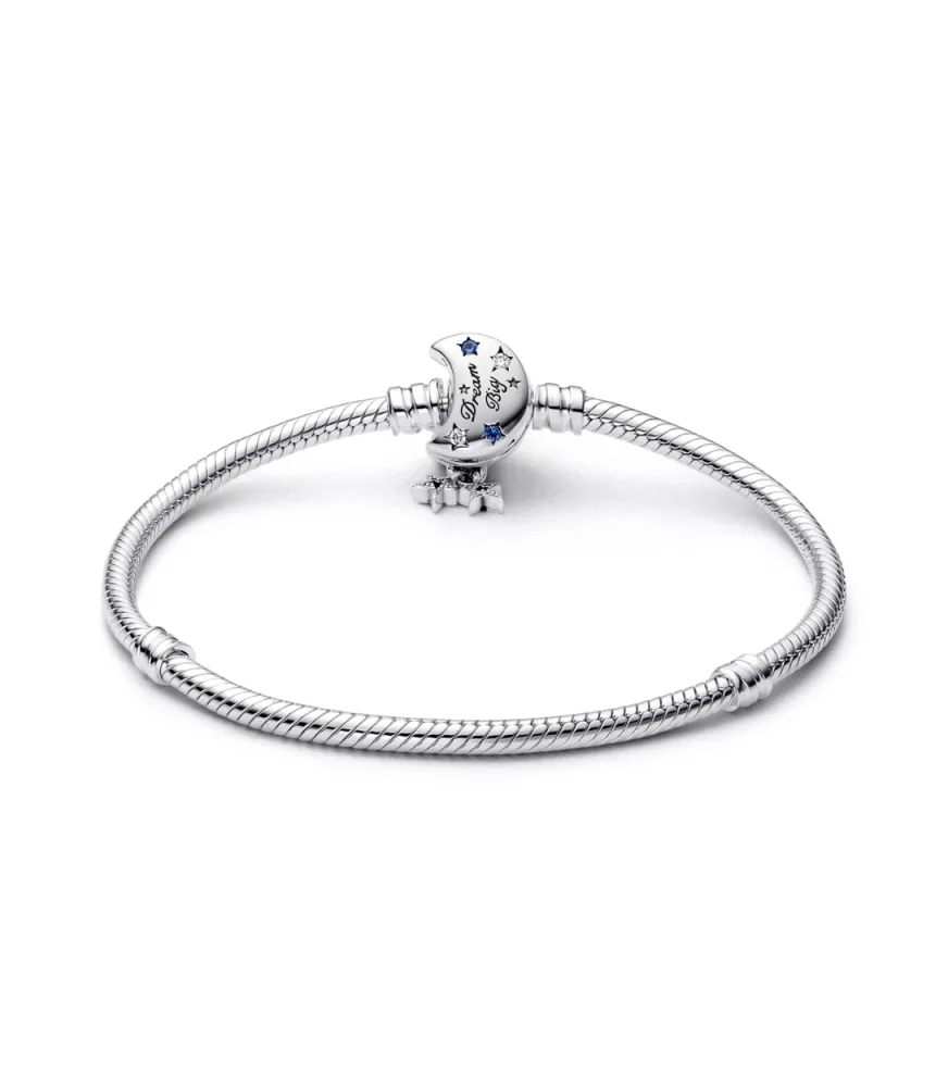 Pulsera Pandora Moments en plata de ley Cadena de Serpiente con Cierre Luna Brillante