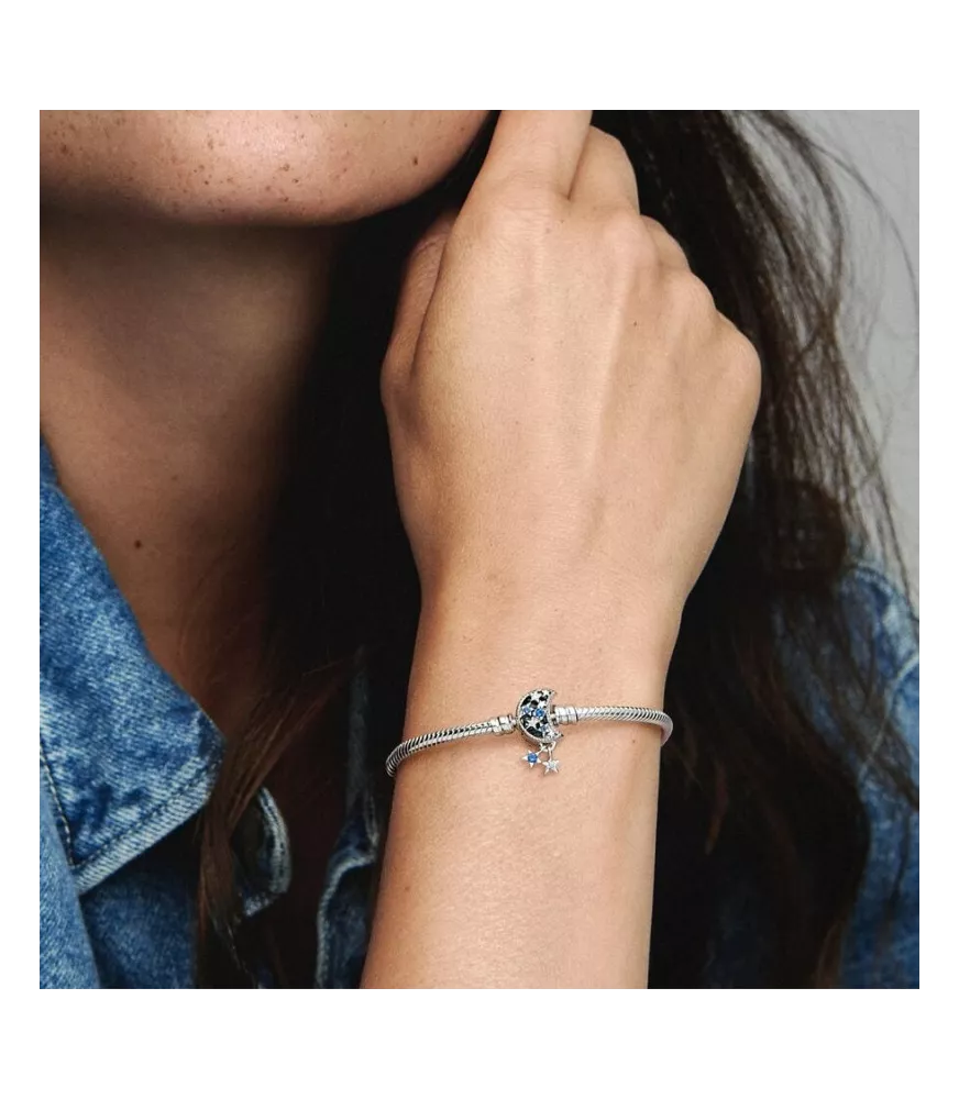 Pulsera Pandora Moments en plata de ley Cadena de Serpiente con Cierre Luna Brillante