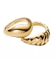 Anillos con un recubrimiento en oro de 14k combinables Ondulados