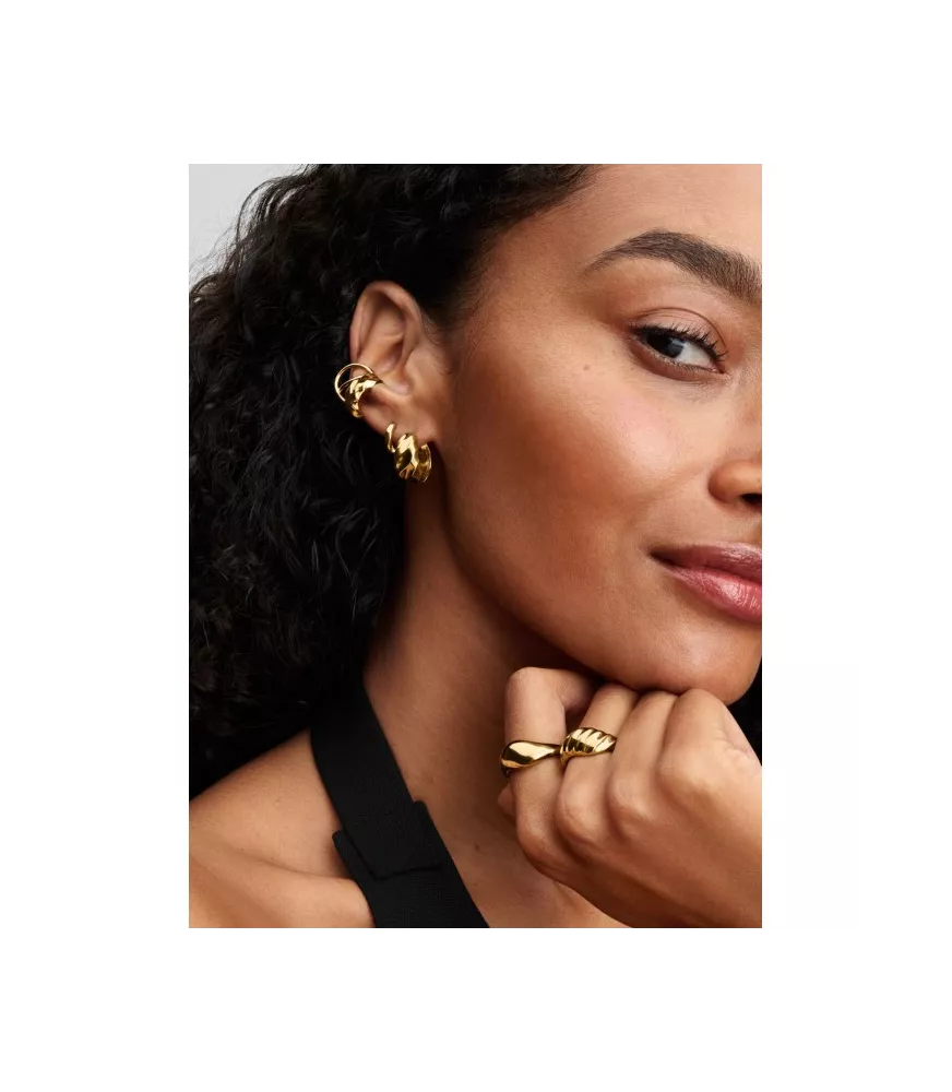 Pendientes con un recubrimiento en oro de 14k Aro Ondulados