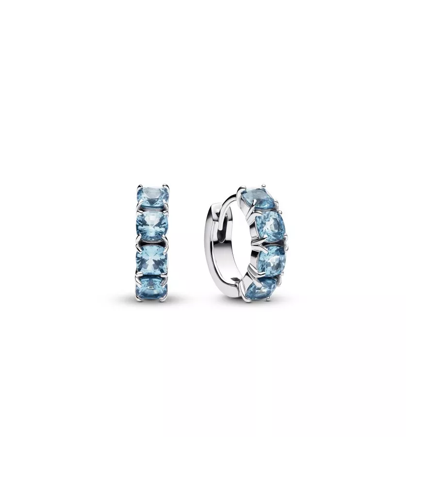 Pendientes en plata de primera ley Aro Azul Claro