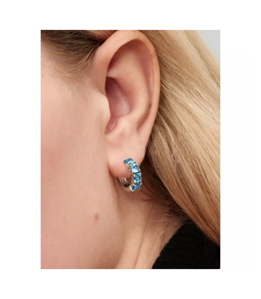 Pendientes en plata de primera ley Aro Azul Claro