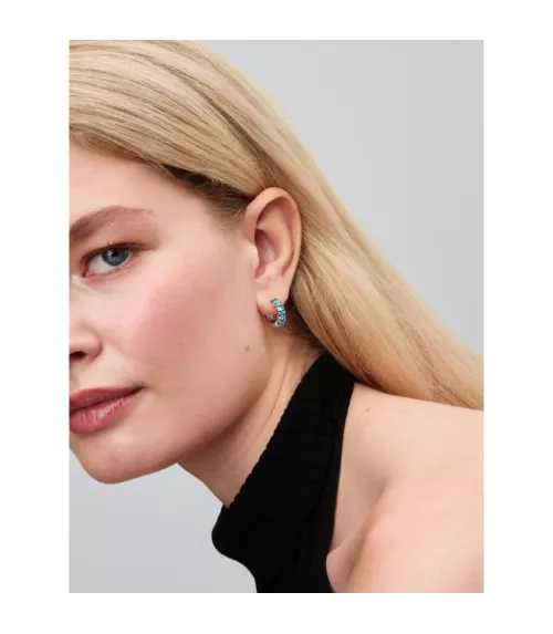 Pendientes en plata de primera ley Aro Azul Claro