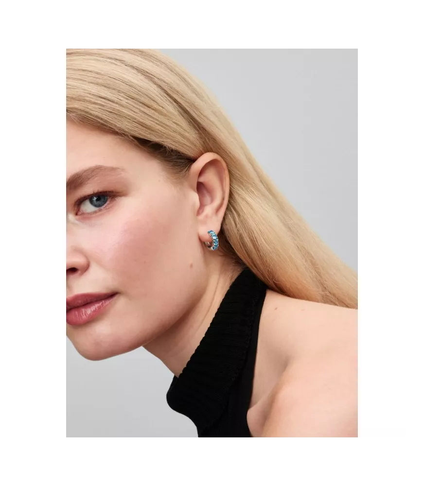 Pendientes en plata de primera ley Aro Azul Claro