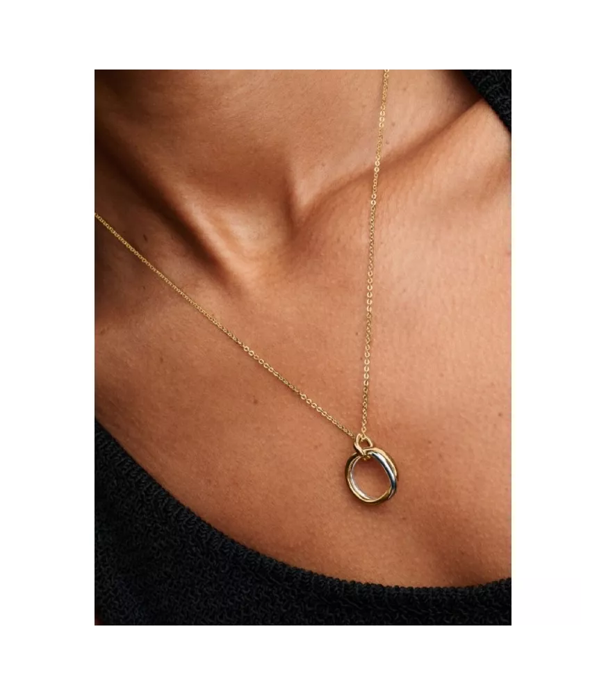 Collar en plata de ley y con un recubrimiento en oro de 14k en Dos Tonos de Forma Orgánica