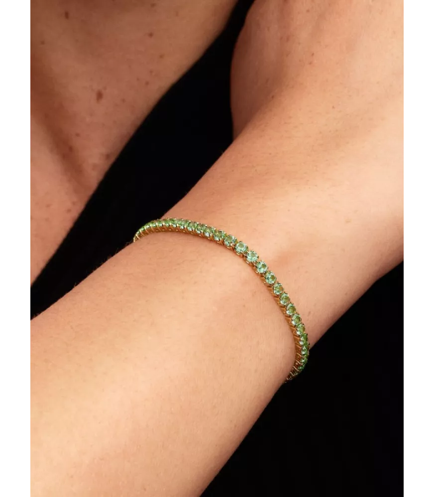 Pulsera Tenis con un recubrimiento en oro de 14k Verde Brillante