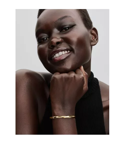 Pulsera Rígida con un recubrimiento en oro de 14k Abierta Entrelazada