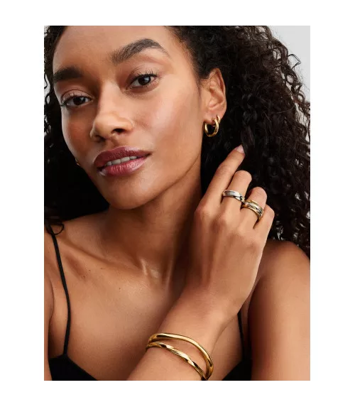 Pulsera Rígida con un recubrimiento en oro de 14k Abierta Entrelazada