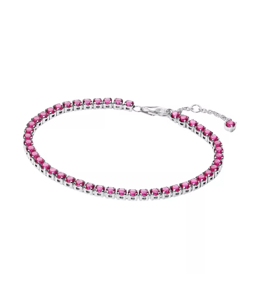 Pulsera Tenis en plata de ley Rosa Brillante