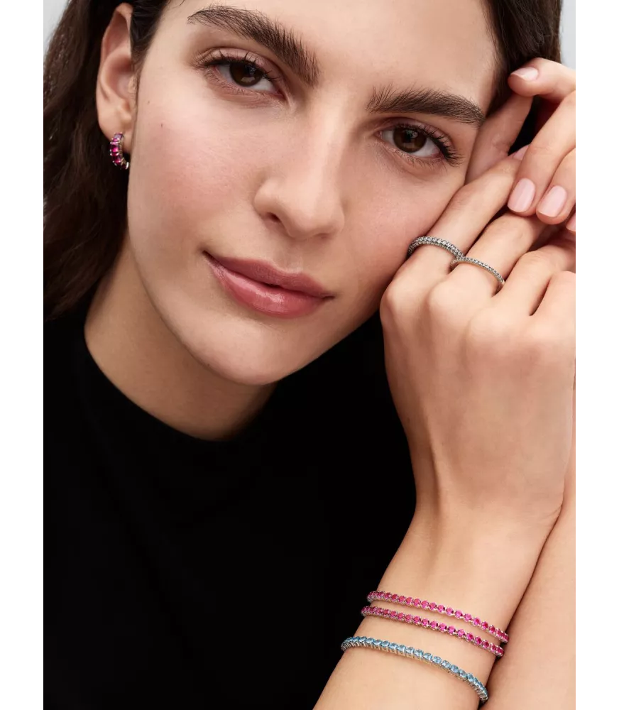 Pulsera Tenis en plata de ley Rosa Brillante