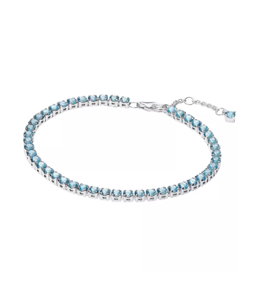 Pulsera Tenis en plata de ley Azul Claro Brillante