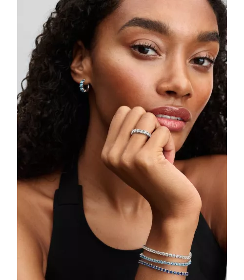 Pulsera Tenis en plata de ley Azul Claro Brillante