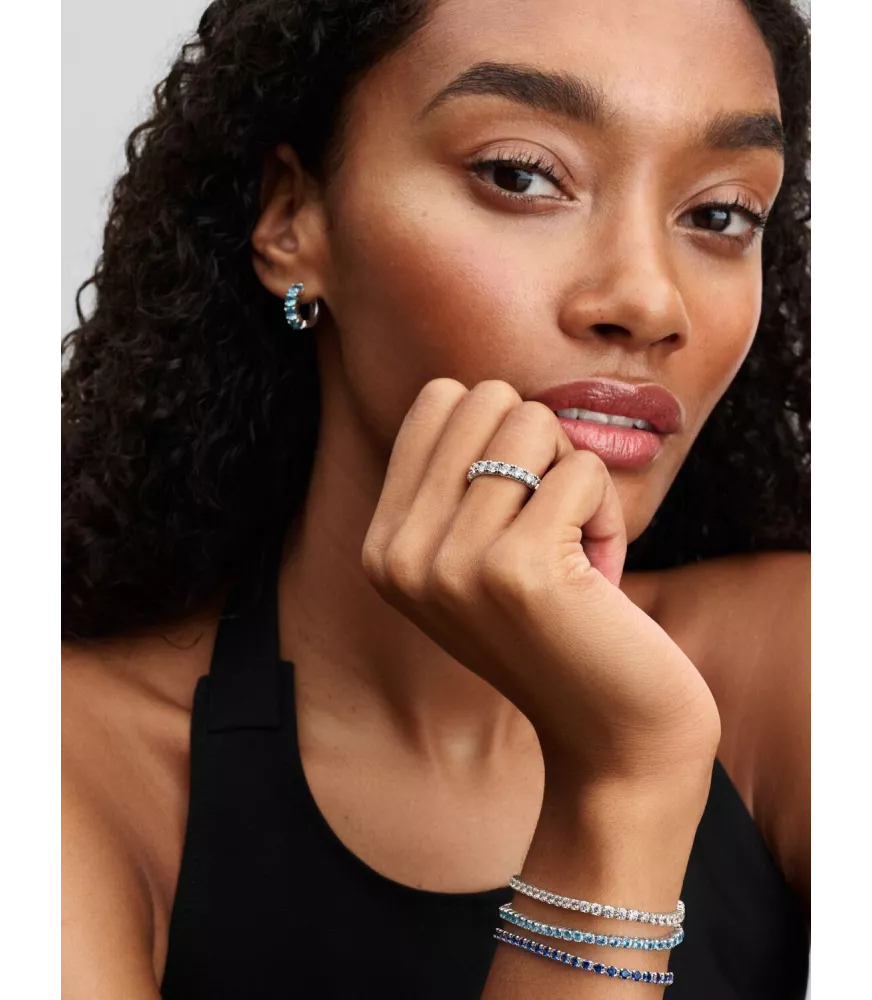 Pulsera Tenis en plata de ley Azul Claro Brillante