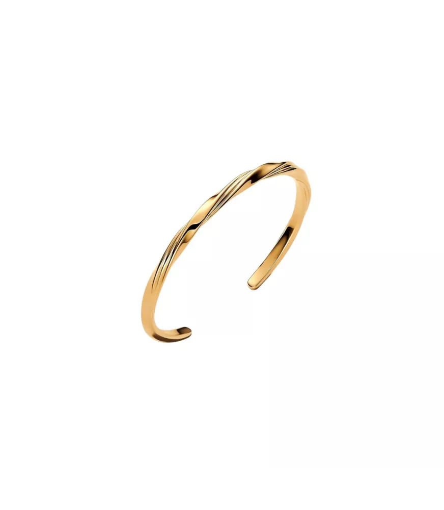 Pulsera Rígida con un recubrimiento en oro de 14k Abierta Entrelazada