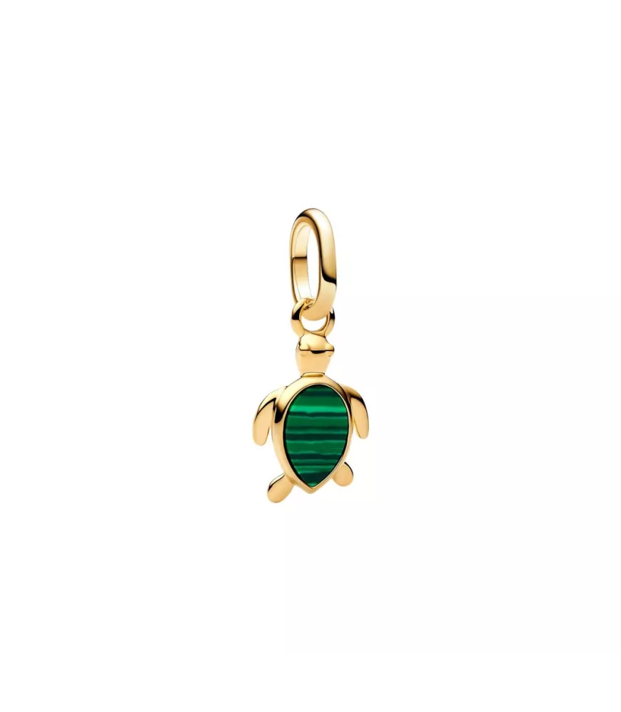 Charm MIni Colgante con un recubrimiento en oro de 14k Tortuga Verde 
