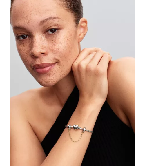 Cadena de seguridad en plata de ley y con un recubrimiento en oro de 14k Alargada