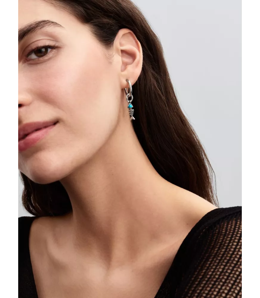 Charm Colgante en plata de ley Espina Pez Color Turquesa