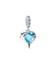 Charm Colgante en plata de ley Delfines de Cristal de Murano Azul 