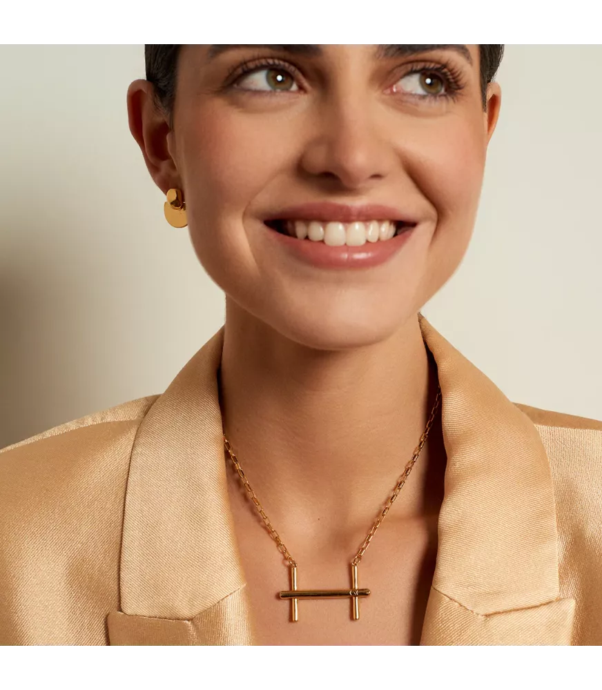 Collar Bit St. Moritz Slim CXC, en metal bañado en oro.