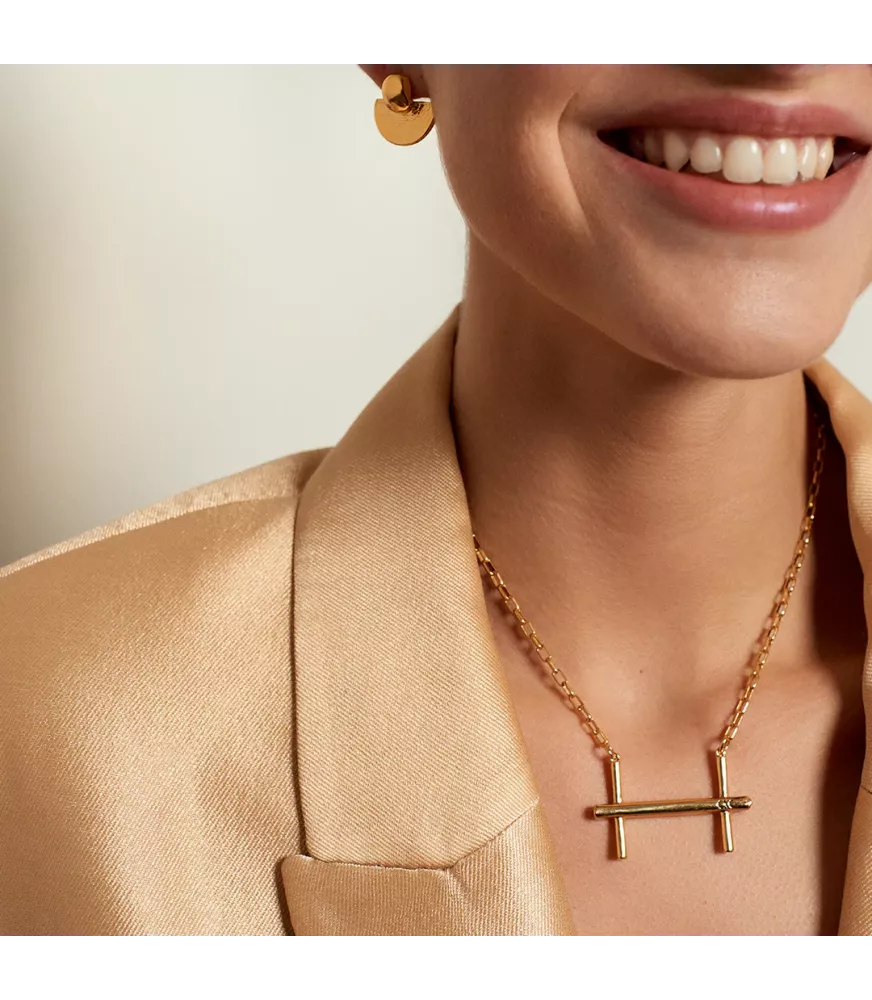 Collar Bit St. Moritz Slim CXC, en metal bañado en oro.