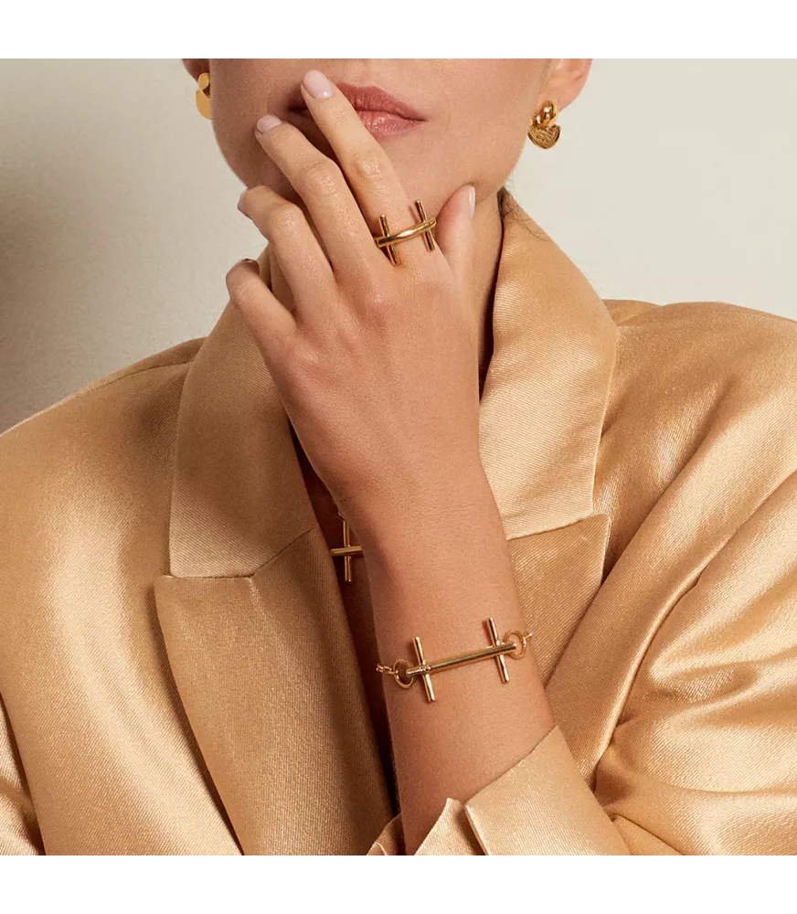 Anillo CXC Bit St, Moritz Slim, en latón bañado en oro.