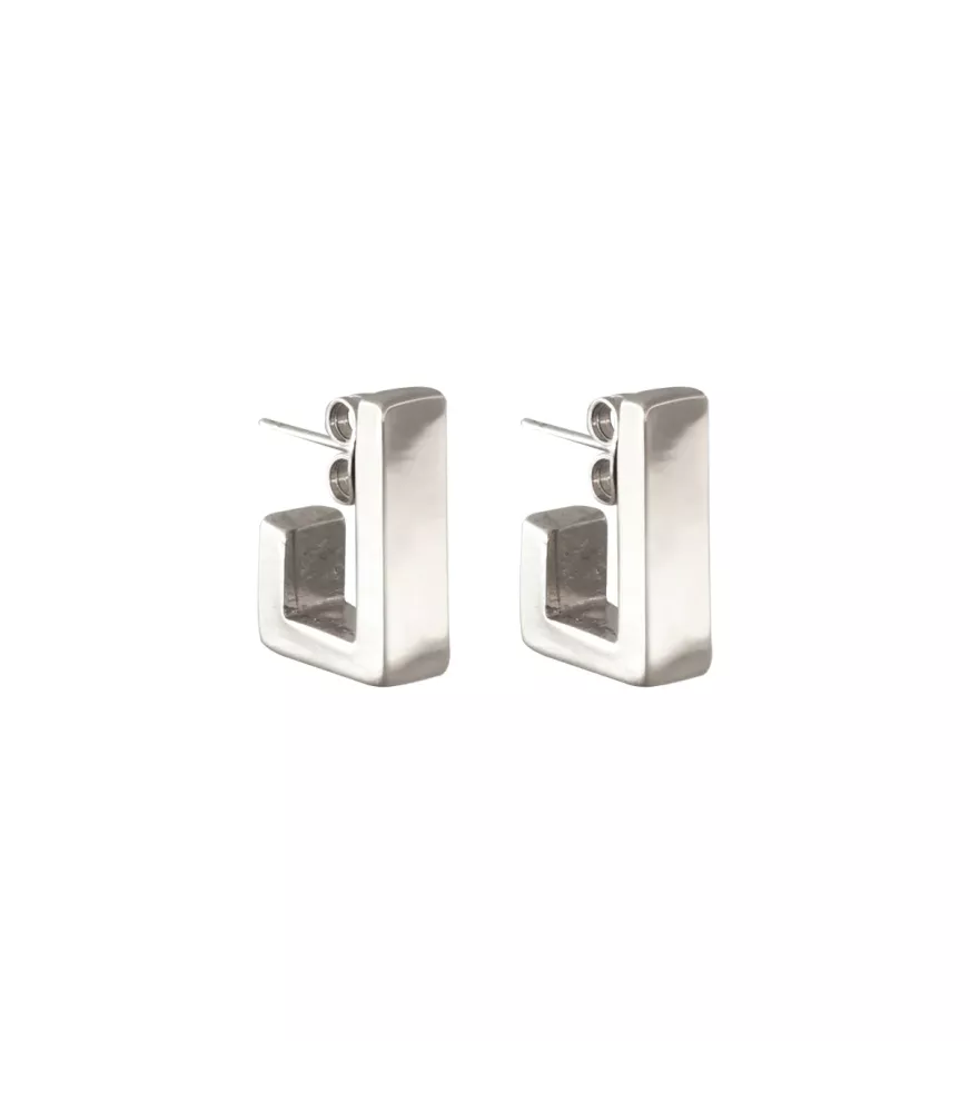 Pendientes Jara CXC, en metal bañado en plata