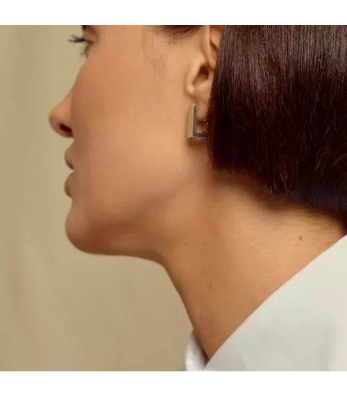 Pendientes Jara CXC, en metal bañado en plata