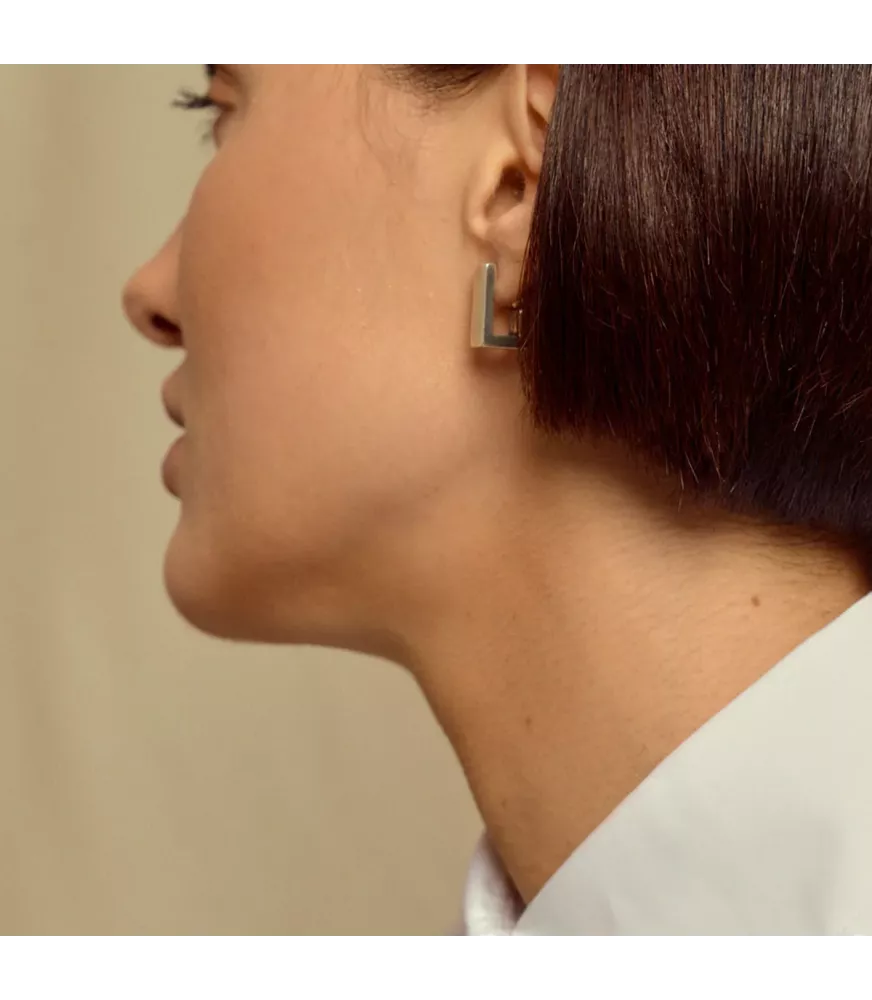 Pendientes Jara CXC, en metal bañado en plata