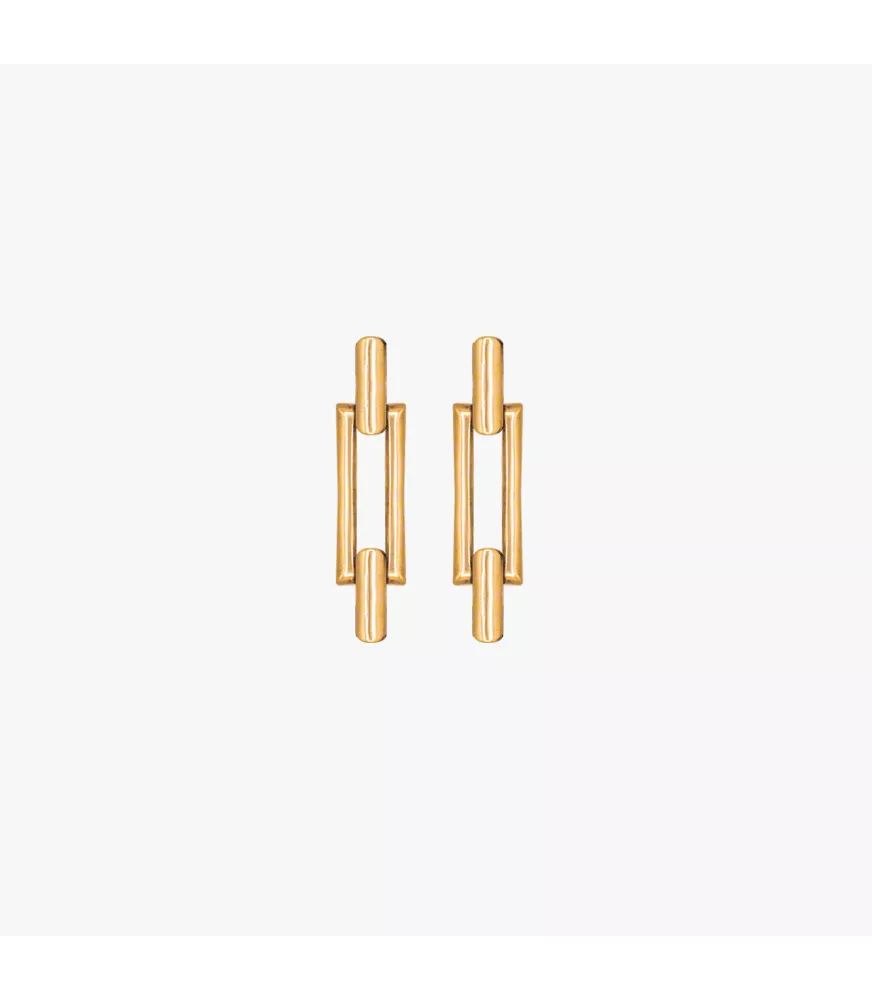 Pendientes CXC Plomada Slim, en metal bañado en oro.