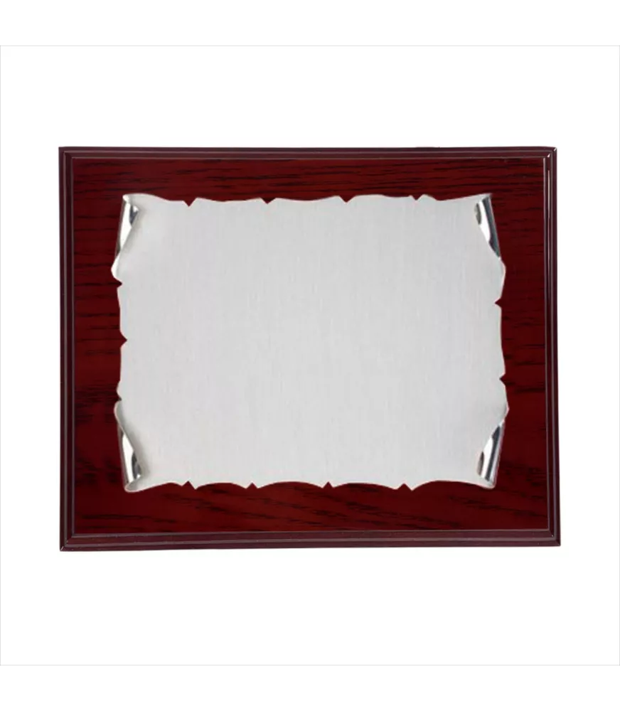 PLACA CONMEMORATIVA EN ALPACA PLATEADA MODELO PERGAMINO MATE P-2700