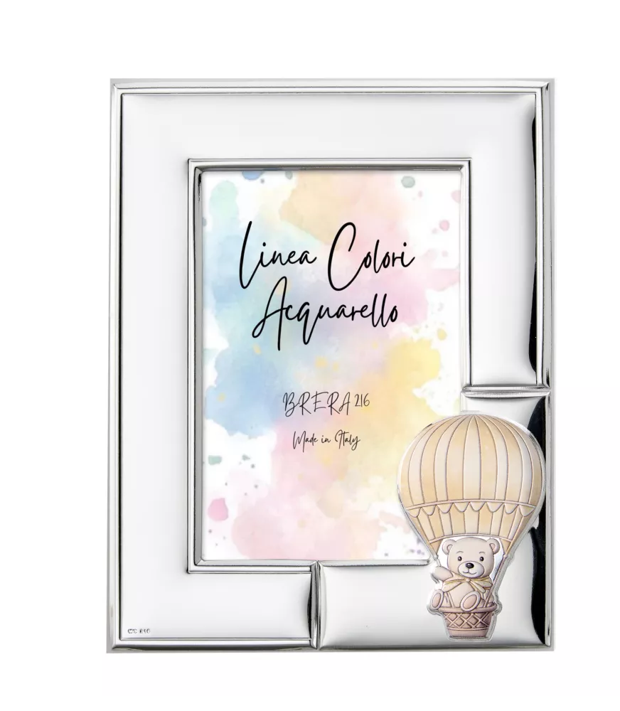 MARCO EN METAL PLATEADO MODELO OSO GLOBO AEROSTÁTICO REFERENCIA E274