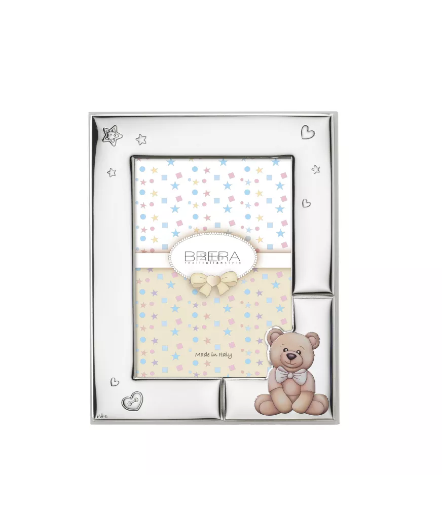 MARCO EN METAL PLATEADO MODELO OSO LAZO REFERENCIA E236