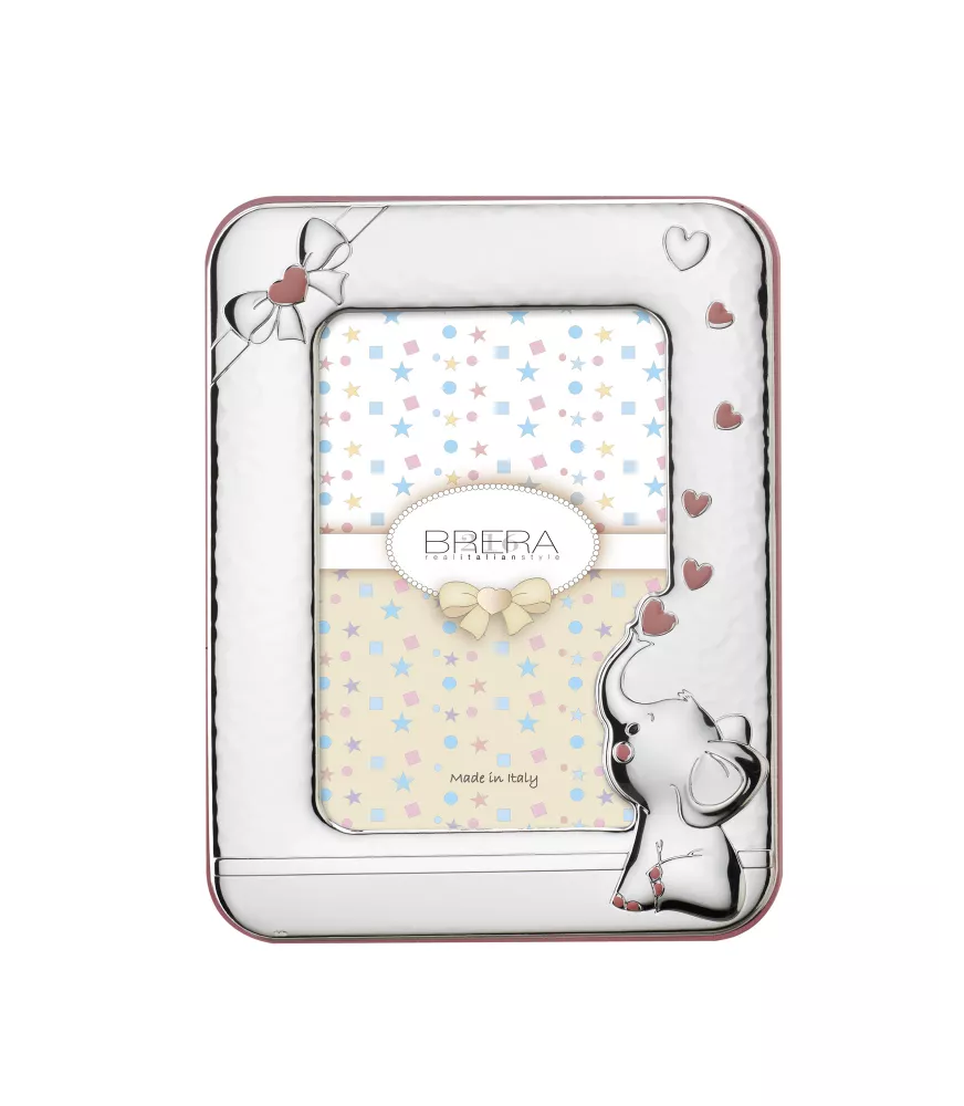 MARCO EN METAL PLATEADO MODELO ELEFANTE CORAZONES REFERENCIA E200