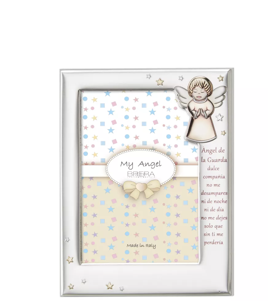 MARCO EN METAL PLATEADO MODELO ANGEL DE LA GUARDA REFERENCIA E235