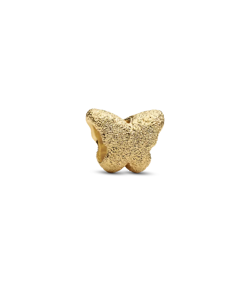 Charm Mini con un recubrimiento en oro de 14k Mariposa Textura