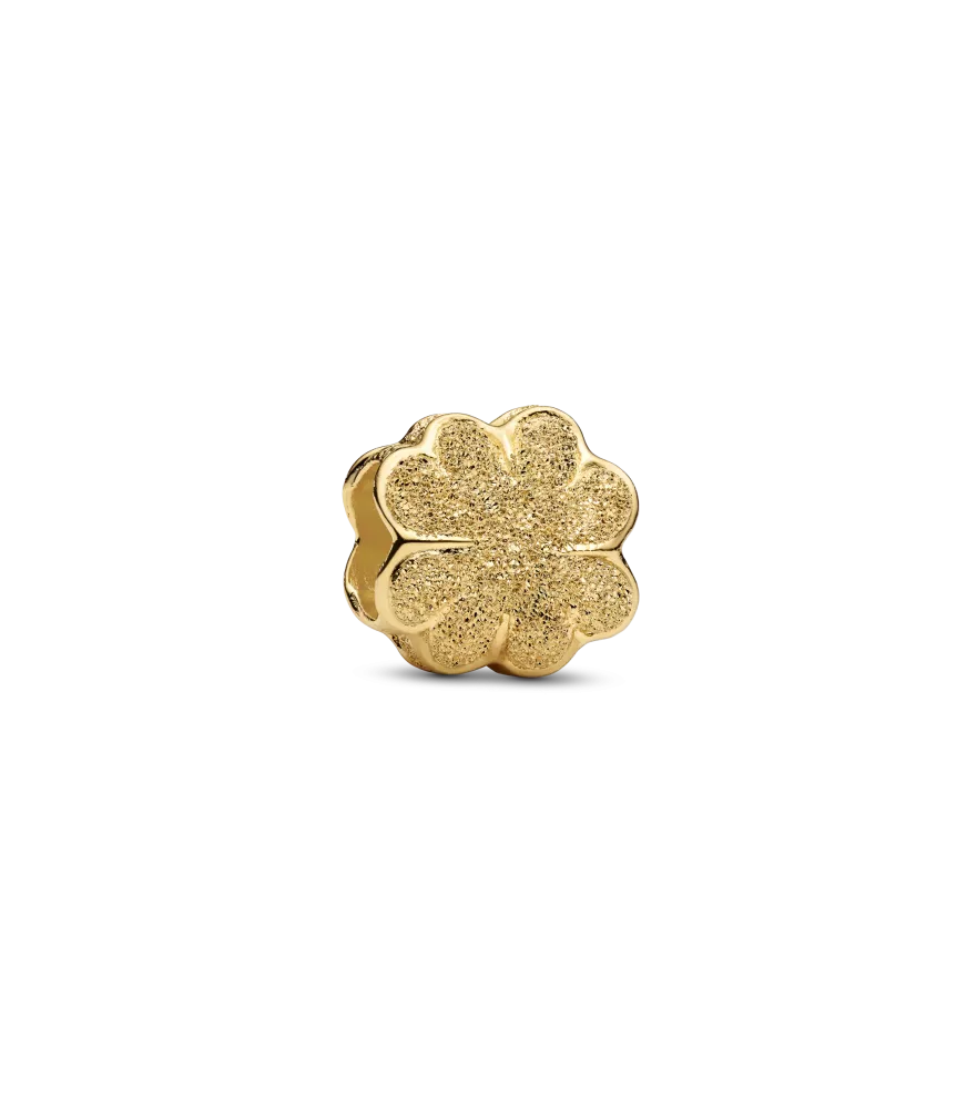 Charm Mini con un recubrimiento en oro de 14k Trébol Textura