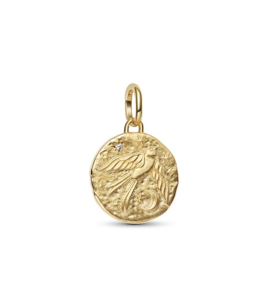 Charm Medallón con un recubrimiento en oro de 14k Golondrina 
