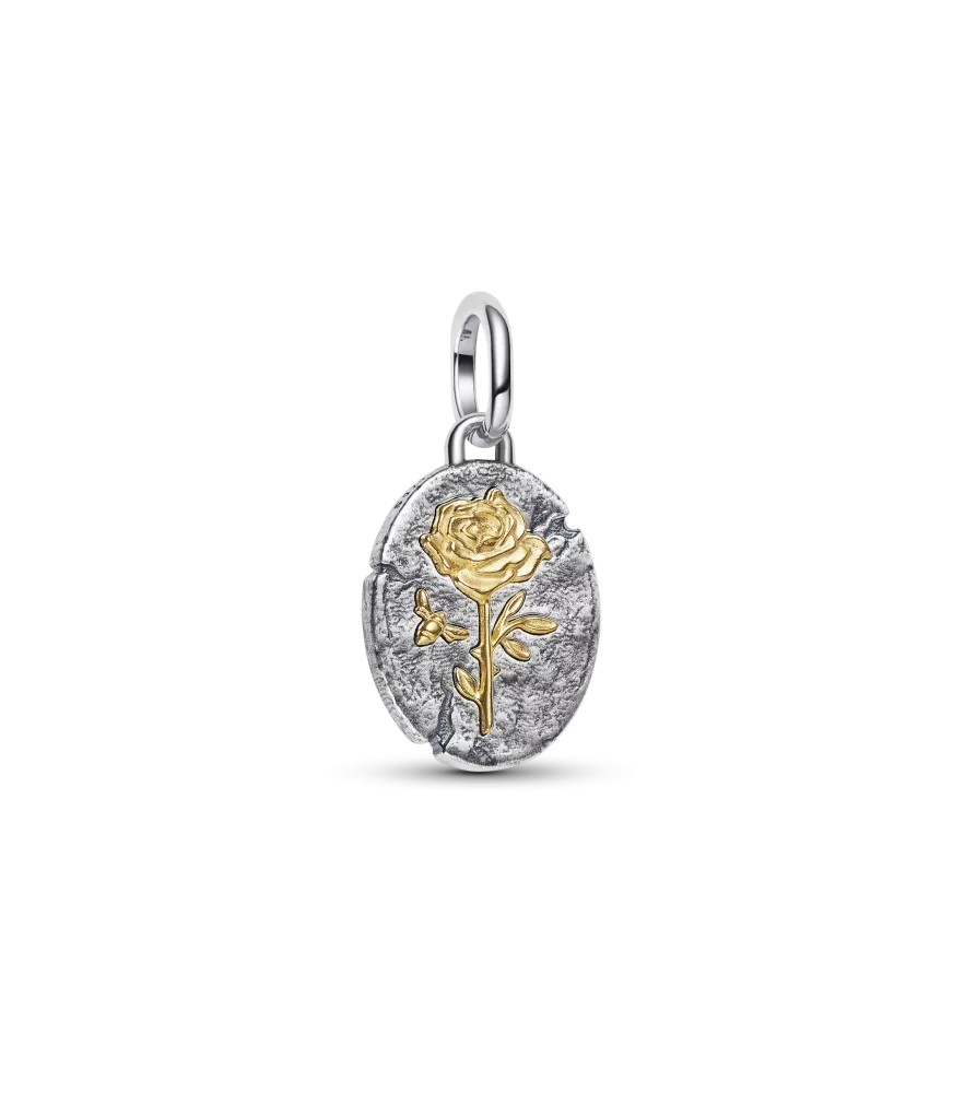 Charm Medallón en plata de primera ley y con un recubrimiento en oro de 14k Rosa