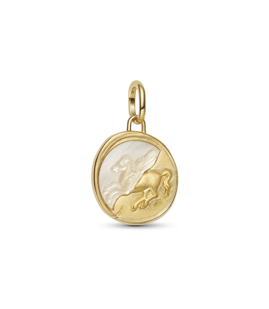 Charm Medallón con un recubrimiento en oro de 14k Pegaso