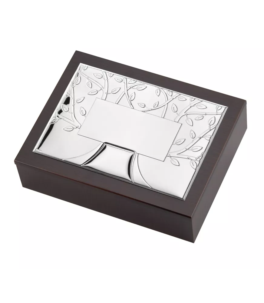 CAJA MADERA Y METAL PLATEADO MODELO ÁRBOL DE LA VIDA REFERENCIA ECF122/6