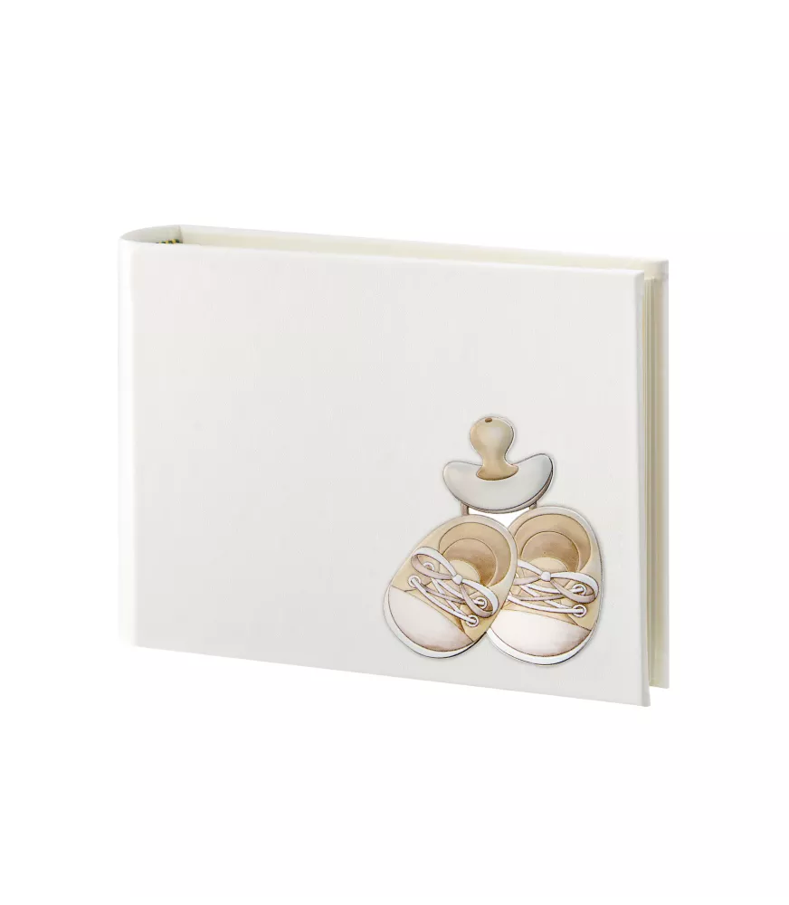 ALBUM EN METAL PLATEADO MODELO ZAPATOS Y CHUPETE REFERENCIA EAL271