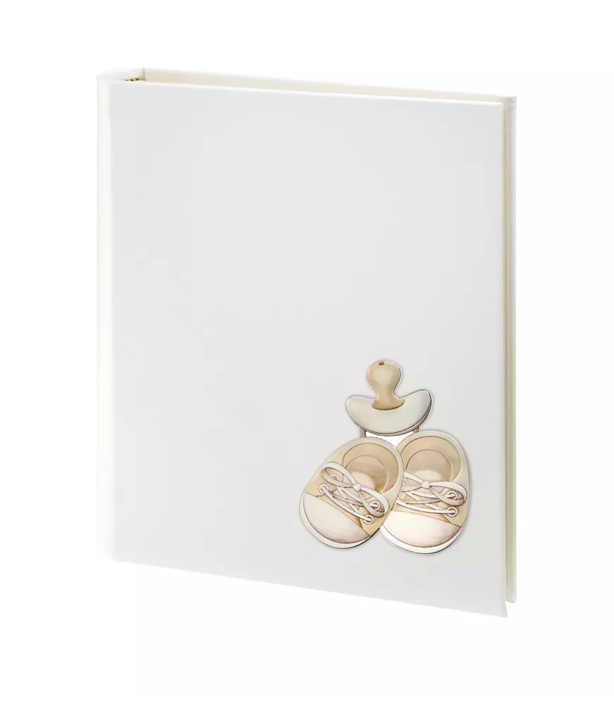 ALBUM EN METAL PLATEADO MODELO ZAPATOS Y CHUPETE REFERENCIA EAL271
