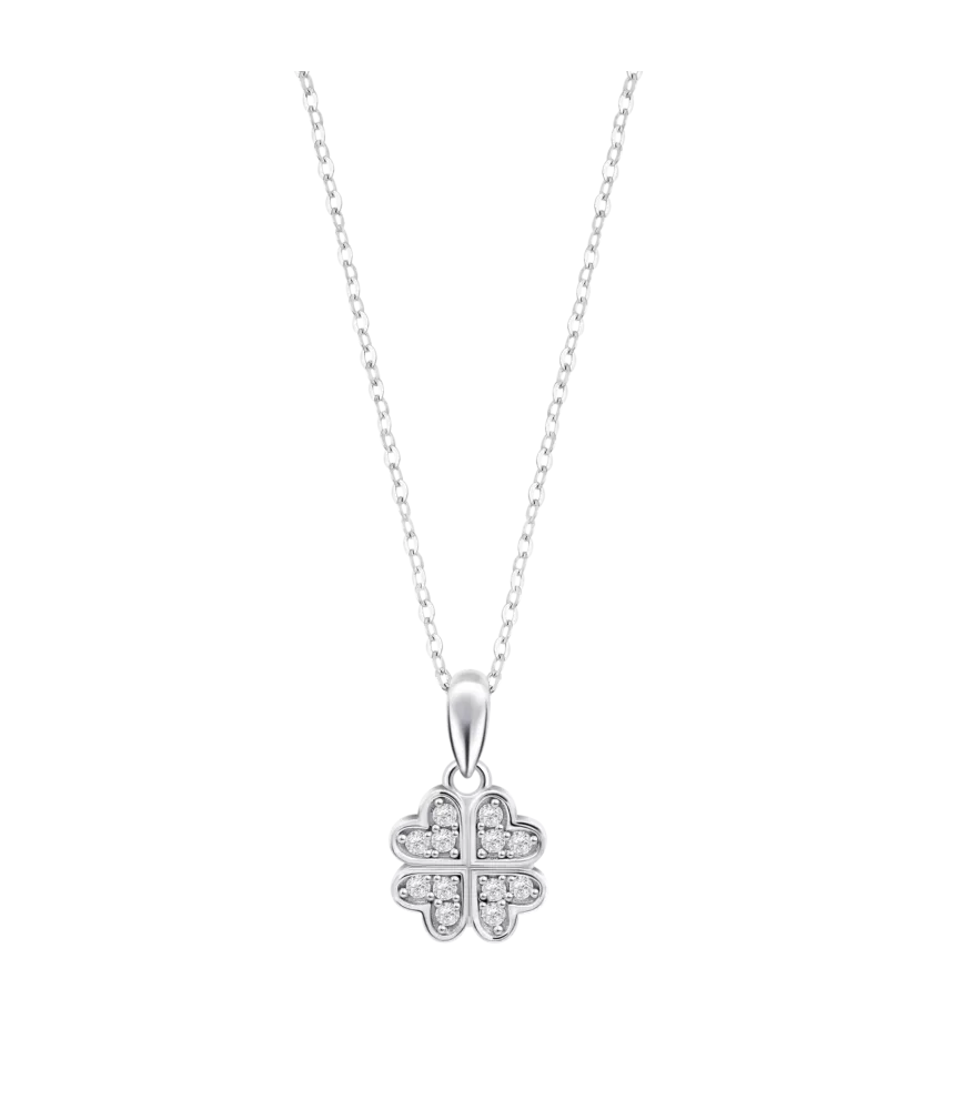 Collar Lotus silver cuatrebol con circonitas transparentes.