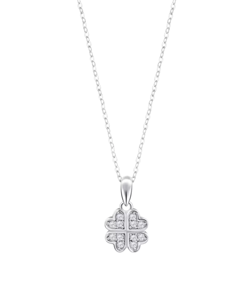 Collar Lotus silver cuatrebol con circonitas transparentes.