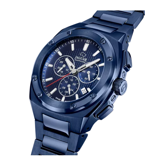 Reloj Jaguar Executive azul, hombre, cuarzo suizo ,analógico, 3 agujas, calendario y cronógrafo.