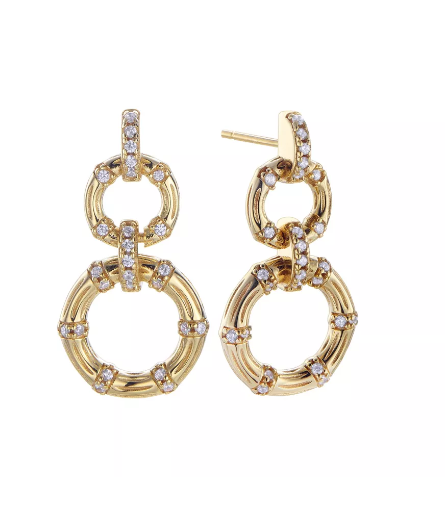 Pendientes Bambu de Duran Exquse en plata dorada. 00513697