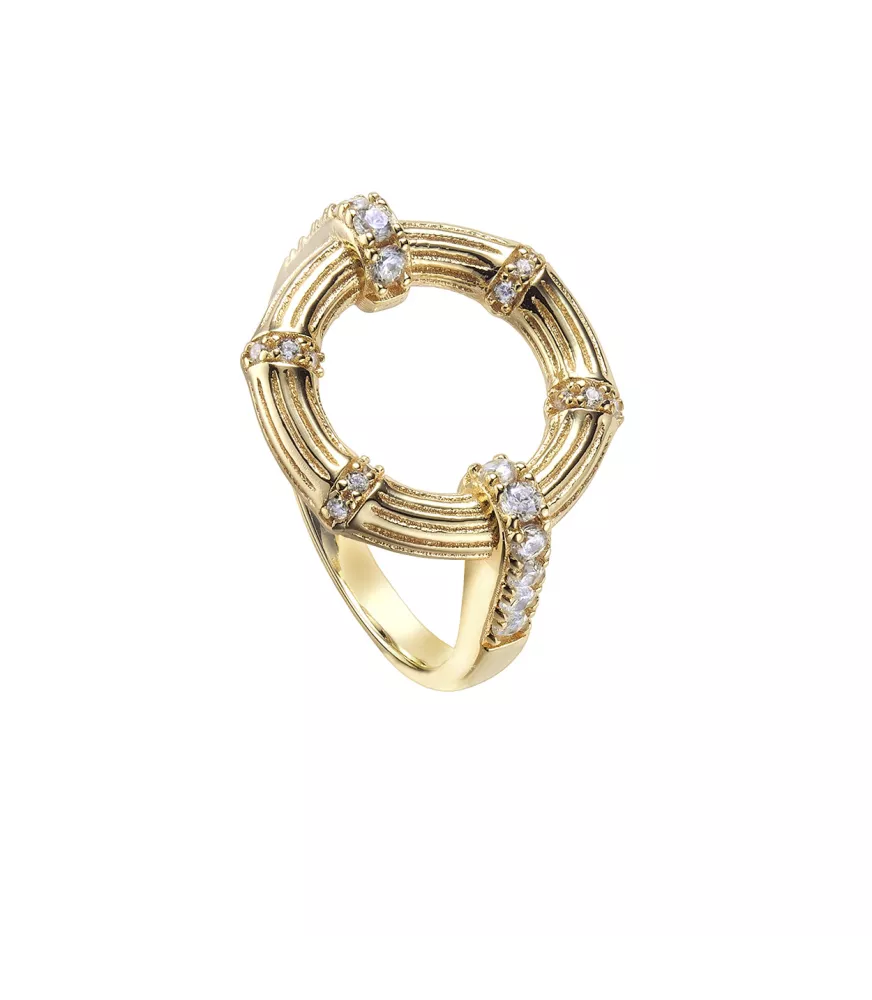 Anillo Bambu de Duran Exquse en plata dorada. 00513694