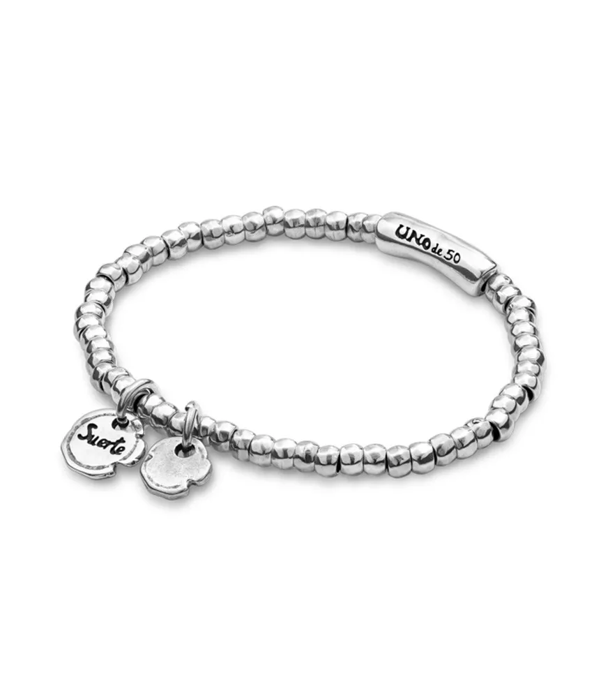 Pulsera Suerte Certifircada UNOde50, en metal bañado en plata