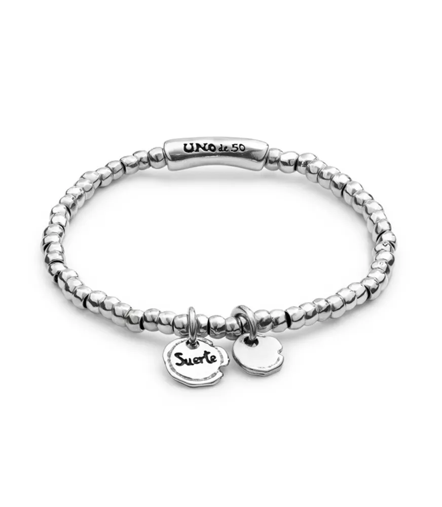 Pulsera Suerte Certifircada UNOde50, en metal bañado en plata